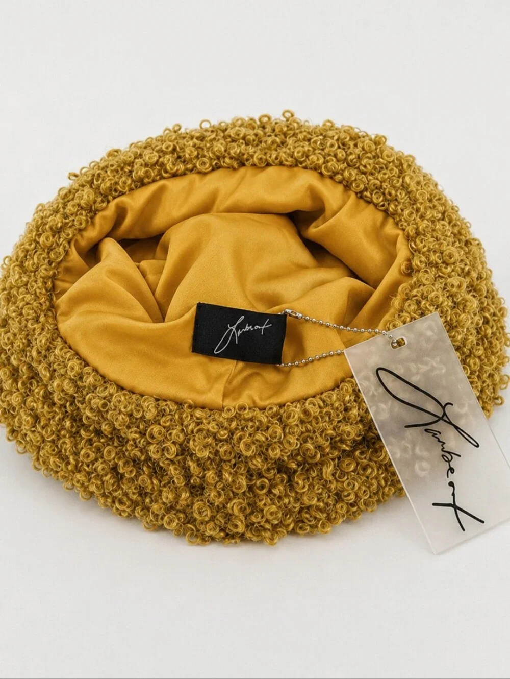 Tyler Lambert Mustard Teddy Faux Fur Bucket Hat NWT One Size Statement Luxury